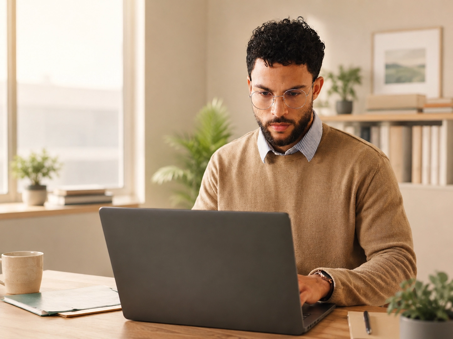 Professional working at a laptop