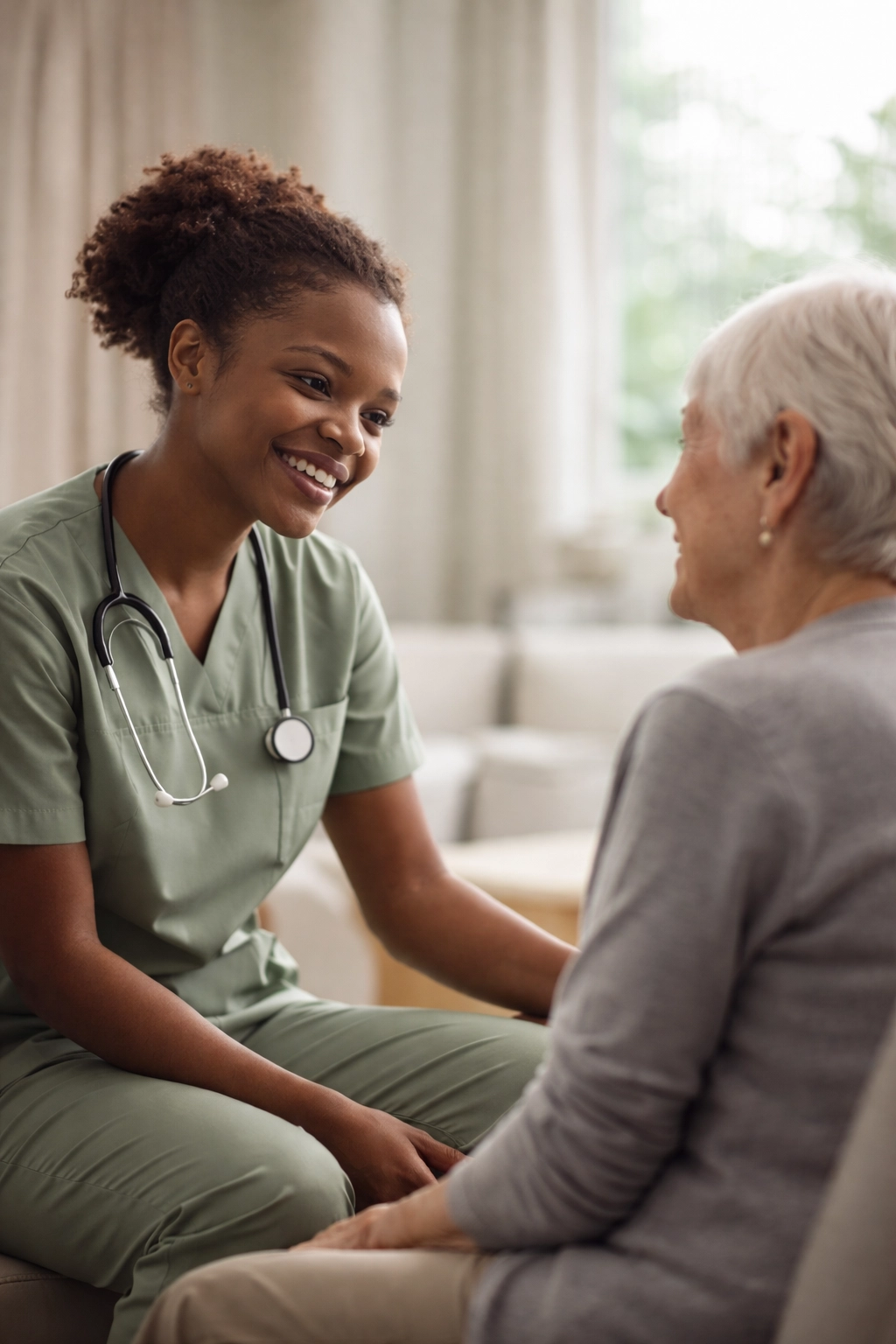 Healthcare professional speaking with a patient